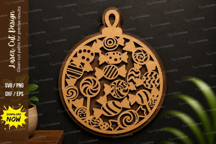 Candy Filled Ornament laser cut svg File candy ornament svg example image 1