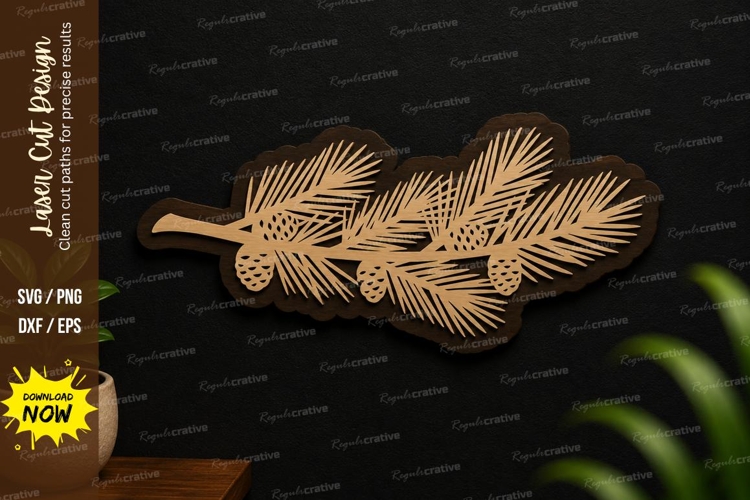 Pine Branch Ornament laser cut svg File pine branch svg example image 1