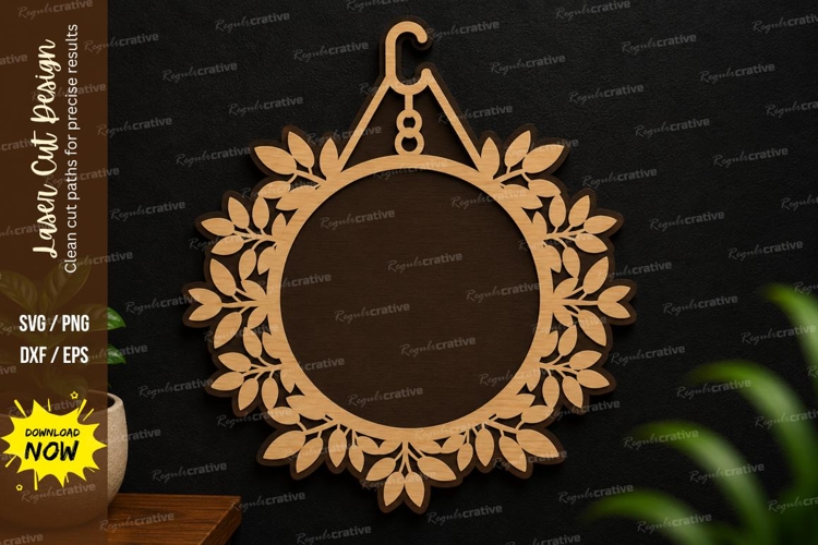 Leaf Wreath Ornament laser cut svg File leaf wreath svg example image 1