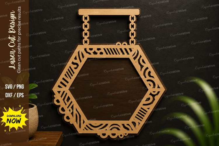 Hexagon Hanging Ornament laser cut svg File hexagon ornament example image 1