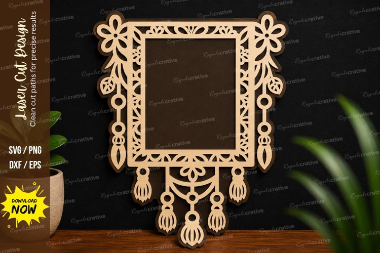 Decorative Square Frame laser cut svg File square frame svg example image 1