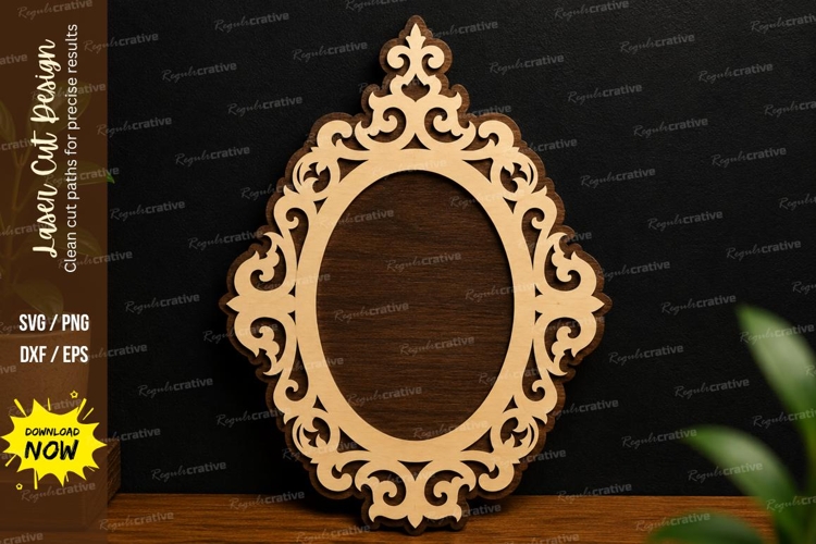 Ornate Oval Frame SVG | Decorative Laser Cut Border File example image 1