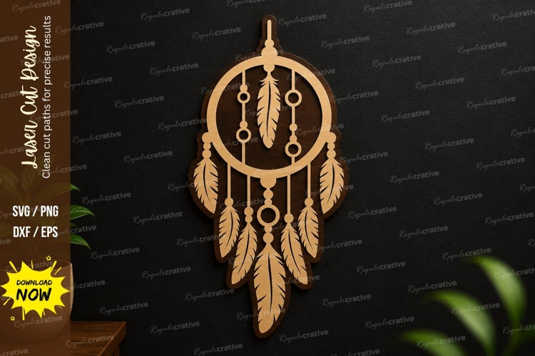 Dreamcatcher SVG | Boho Laser Cut Hanging Ornament File example image 1