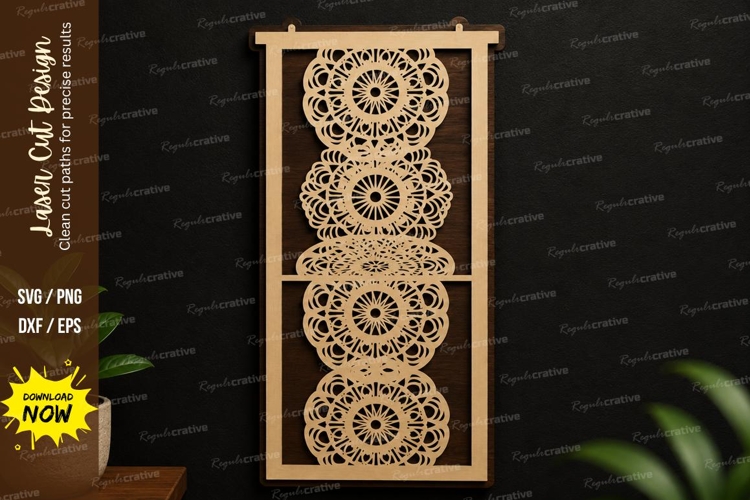 Mandala Hanging Panel SVG | Decorative Laser Cut Wall Art example image 1
