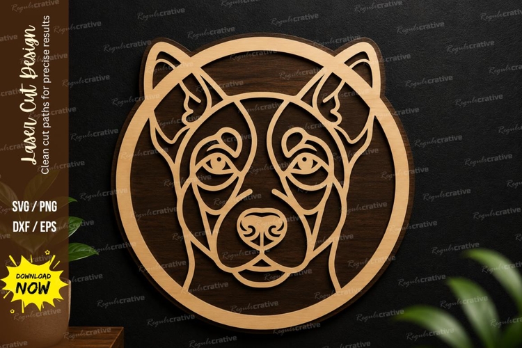 Geometric Bear Face SVG | Animal Laser Cut Wall Decor File example image 1