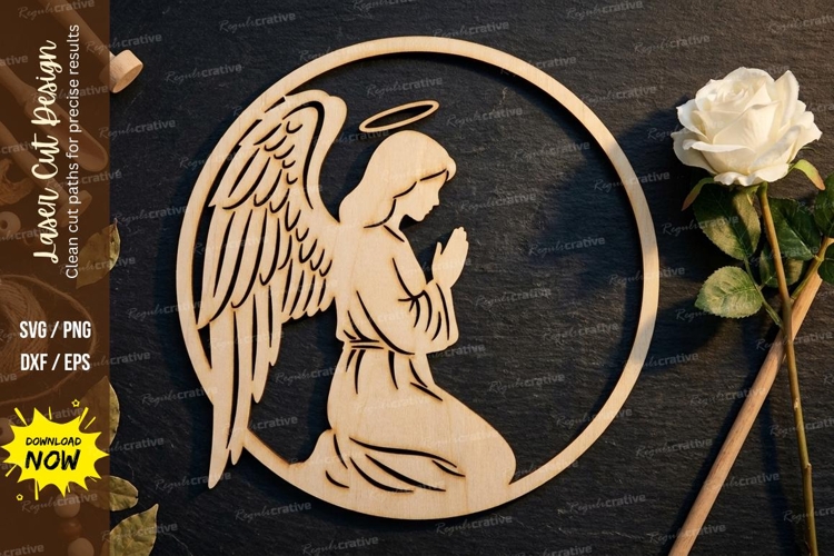 Angel Circle Portrait Laser Cut, angel svg, angel portrait