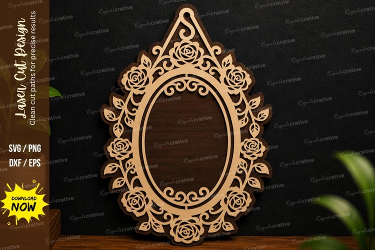 Ornate Oval Ornament SVG | Decorative Laser Cut Frame File example image 1