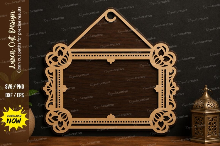 Elegant Teardrop Ornament SVG | Floral Hanging Laser Cut example image 1