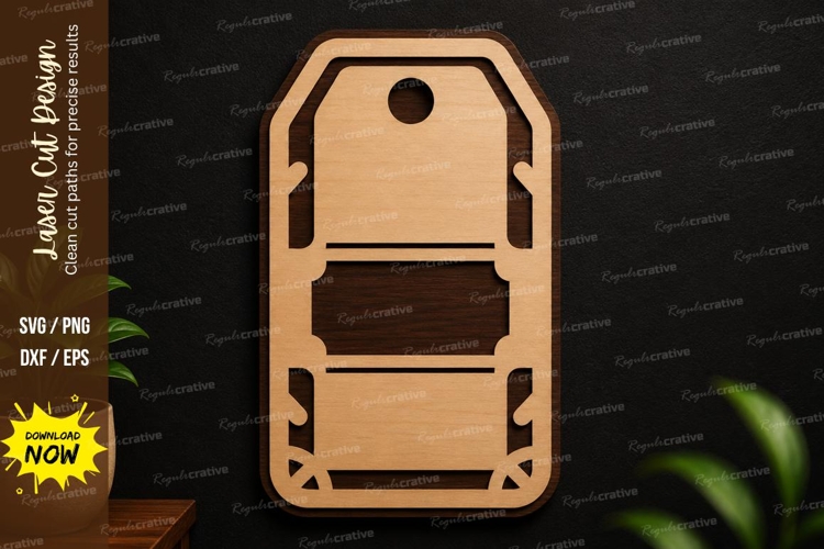 Minimal Hanging Tag SVG | Modern Laser Cut Label Design hang example image 1