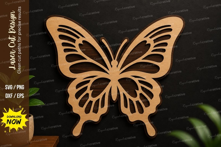 Butterfly Silhouette SVG | Elegant Laser Cut Wall Decor example image 1