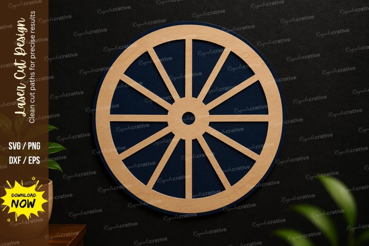Rustic Wagon Wheel SVG | Farmhouse Laser Cut Wall Decor example image 1