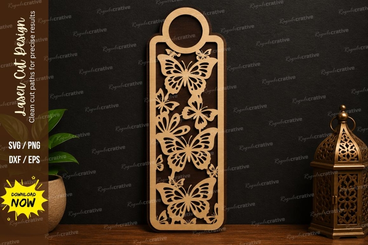 Butterfly Floral Bookmark SVG | Laser Cut Decorative example image 1