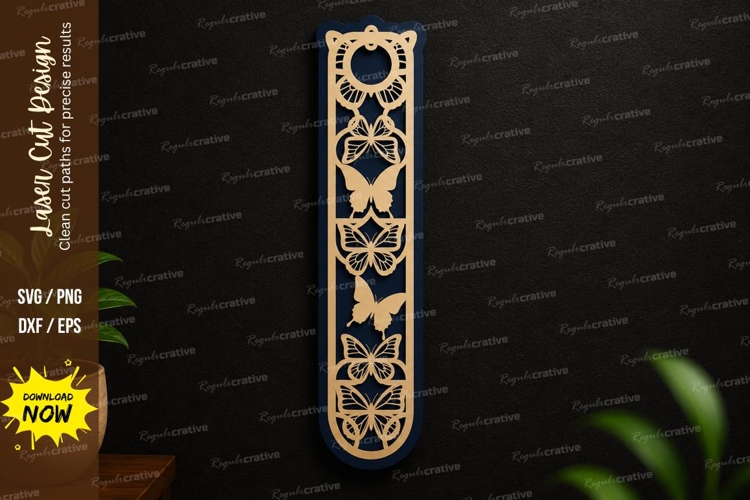 Minimal Butterfly Bookmark SVG | Slim Laser Cut Bookmark example image 1