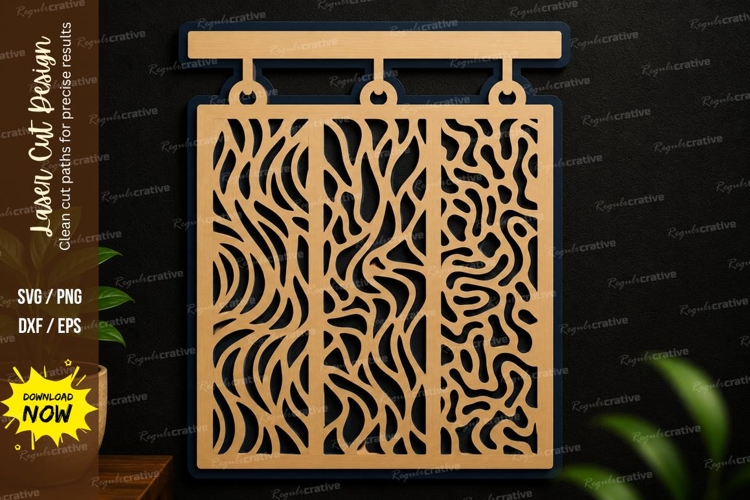 Abstract Panel Wall Art SVG | Modern Laser Cut Hanging Decor example image 1