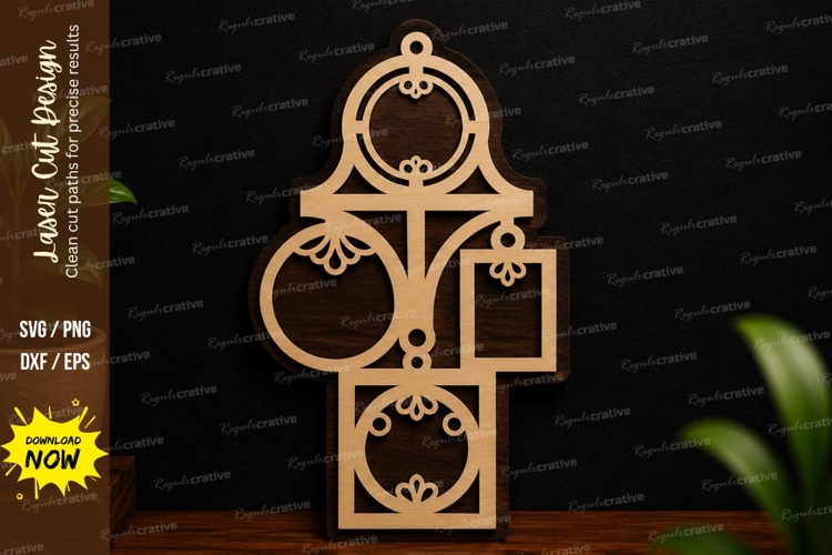 Geometric Hanging Ornament SVG | Modern Laser Cut Wall Decor example image 1