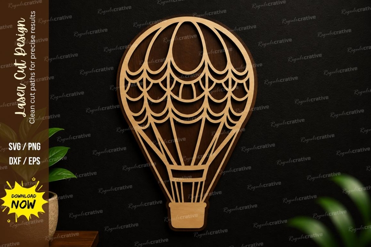 Hot Air Balloon SVG | Elegant Laser Cut Hanging Decor ho example image 1