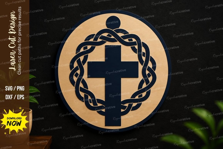 Cross Monogram SVG | Religious Laser Cut Wall Decor cross example image 1