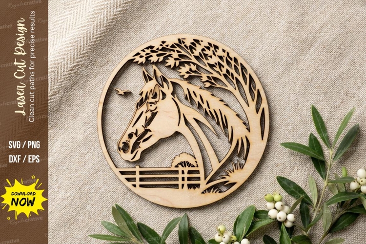 Horse Head Circle Laser Cut, horse svg, horse head svg,