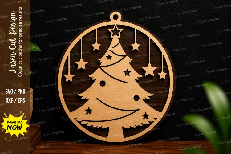 Christmas Tree Ornament SVG Laser Cut Decor christmas tree example image 1