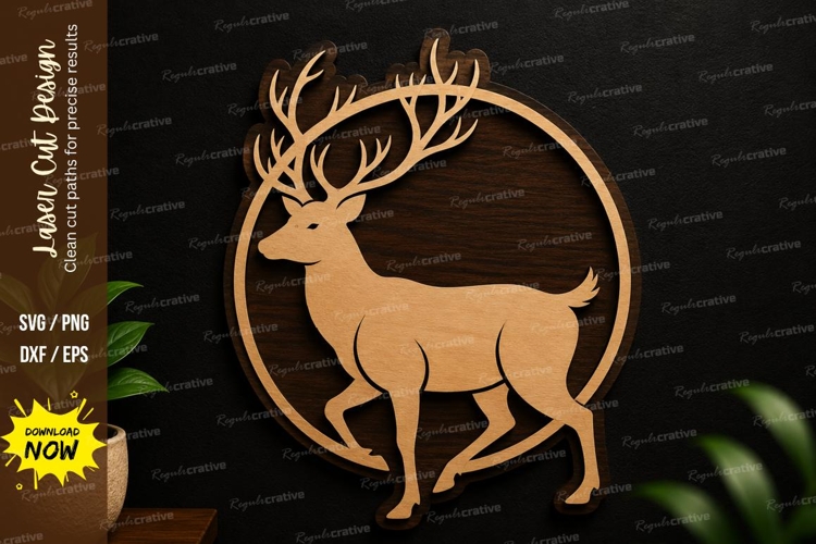 Deer Silhouette SVG Laser Cut Wildlife Wall Art deer example image 1