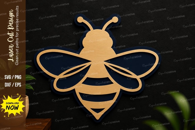 Bee SVG Laser Cut Wall Art Design bee svg, insect wall example image 1