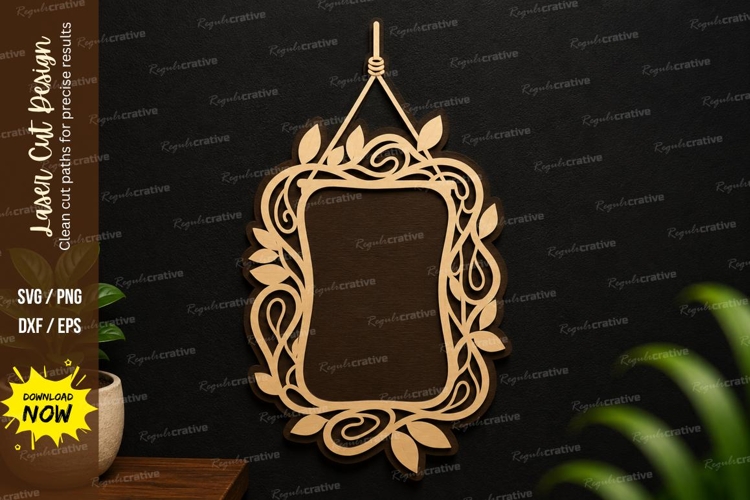 Vintage Hanging Frame SVG | Elegant Laser Cut Wall Decor example image 1