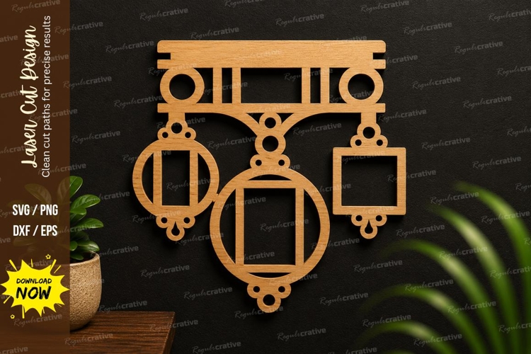 Geometric Hanging Ornament SVG | Modern Laser Cut Decor example image 1