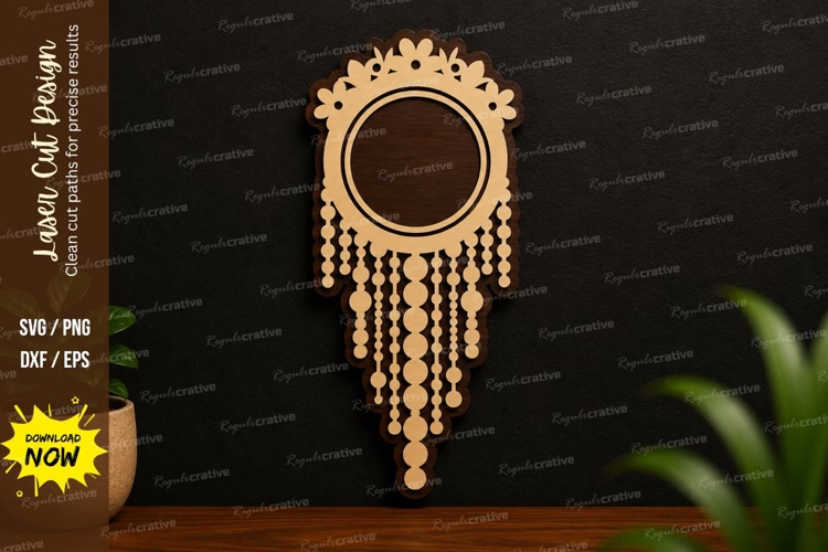 Boho Dreamcatcher SVG | Hanging Laser Cut Wall Decor boho example image 1