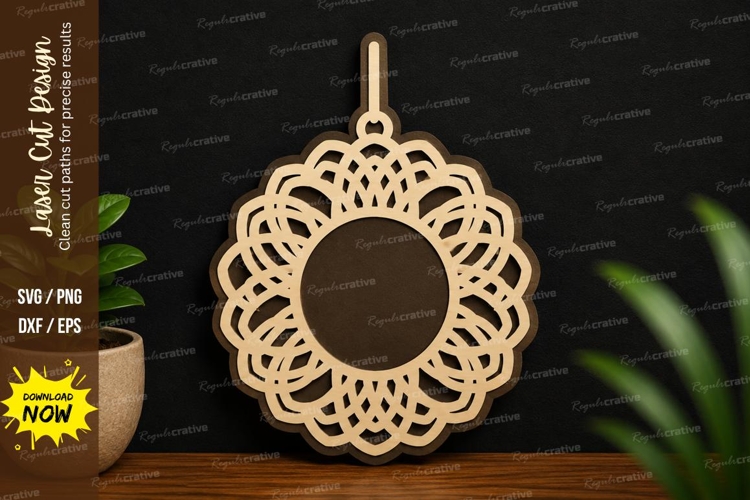 Boho Floral Ornament SVG | Elegant Laser Cut Wall Decor boho example image 1
