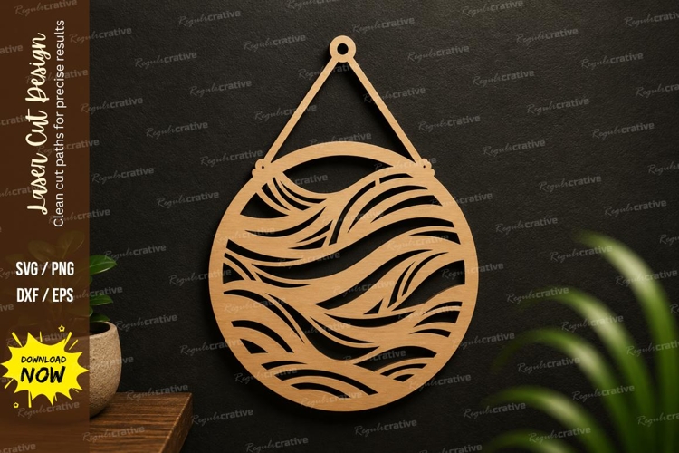Wave Pattern Ornament SVG | Abstract Laser Cut Wall Decor example image 1