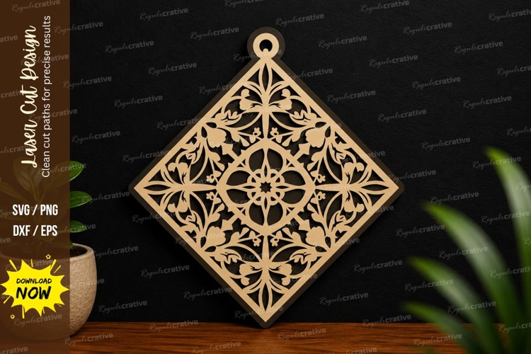 Mandala Diamond SVG Laser Cut Wall Art mandala diamond svg example image 1