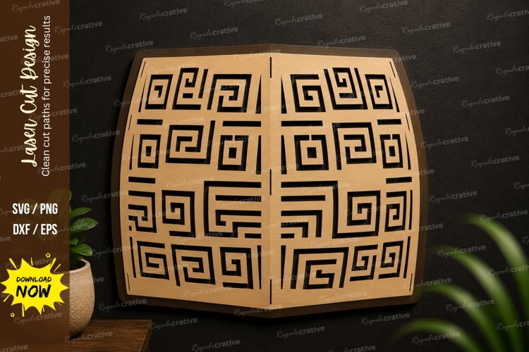 Greek Pattern Lantern SVG | Geometric Laser Cut Lamp Design example image 1