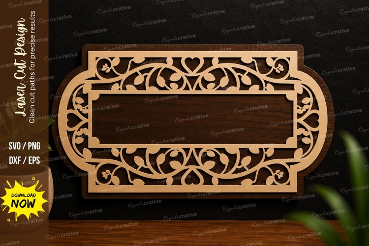 Vintage Oval Frame Laser Cut SVG Design oval frame svg example image 1