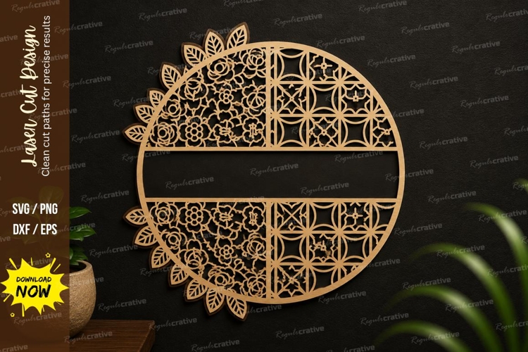 Mandala Circle Frame Laser Cut SVG Design mandala frame svg example image 1