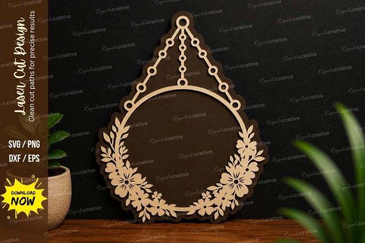 Hanging Floral Wreath Laser Cut SVG Design hanging wreath example image 1