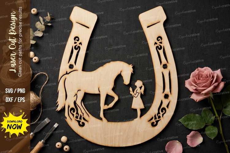 Horseshoe Horse Wooden Wall Art | Laser Cut Horse Girl Decor
