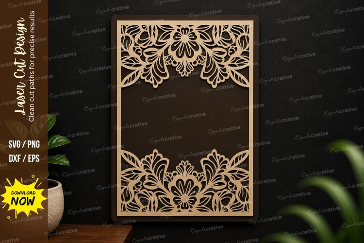 Floral Rectangle Frame Laser Cut SVG Design floral rectangle example image 1
