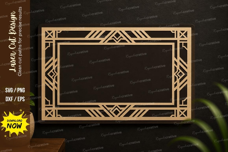 Art Deco Rectangle Frame Laser Cut SVG Design art deco svg example image 1