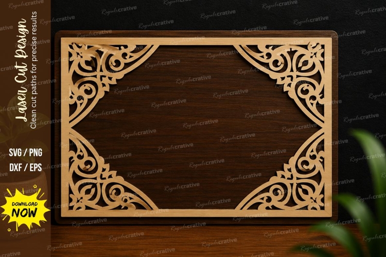 Vintage Corner Frame Laser Cut SVG Design vintage frame svg example image 1