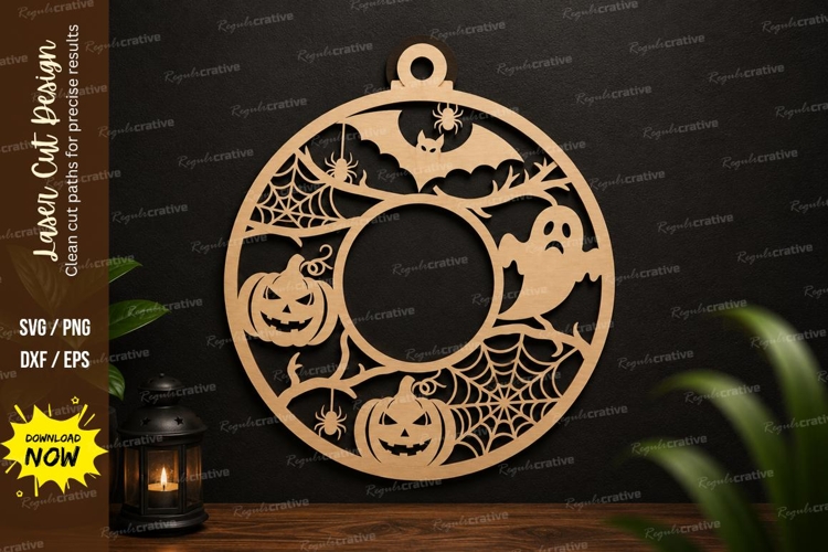 Halloween Pumpkin Circle Laser Cut SVG Design halloween example image 1