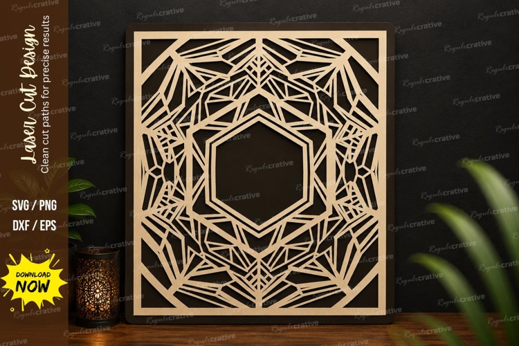 Geometric Mandala Square Laser Cut SVG Design geometric example image 1