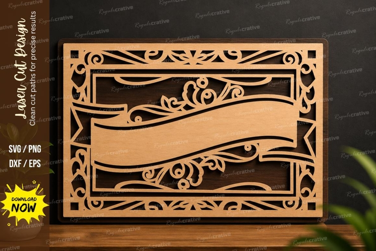 Vintage Banner Frame Laser Cut SVG Design vintage banner svg example image 1