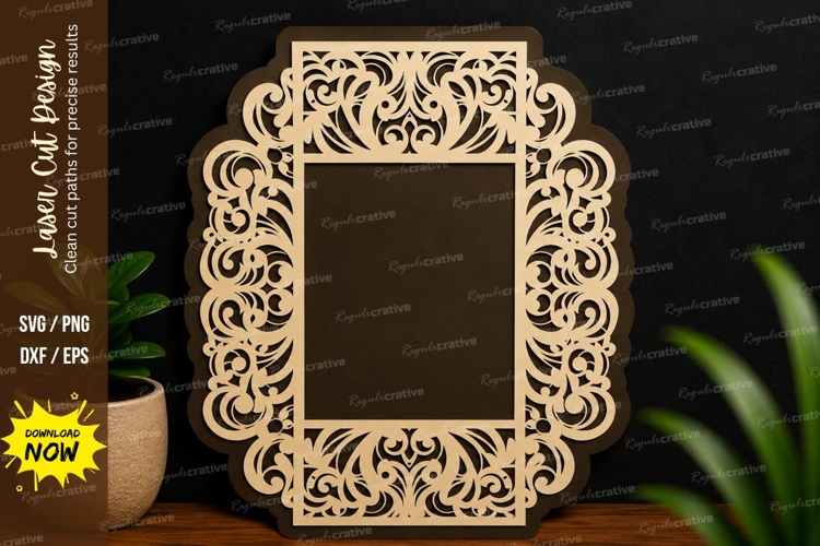 Ornate Rectangle Frame Laser Cut SVG Design ornate rectangle example image 1
