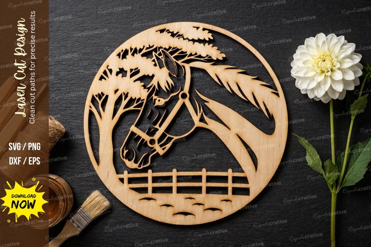 Horse Mountain Scene Laser Cut, horse svg,mountain horse svg