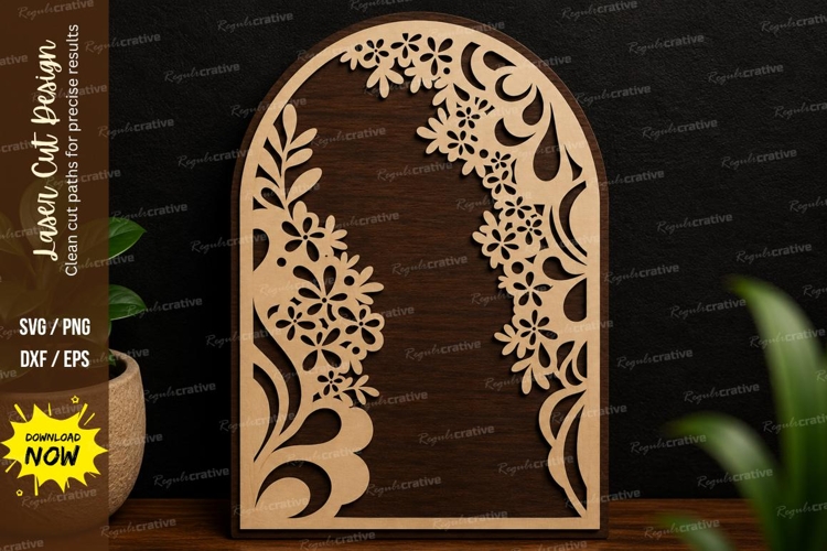 Moon Floral Arch Laser Cut SVG Design moon floral svg, arch example image 1