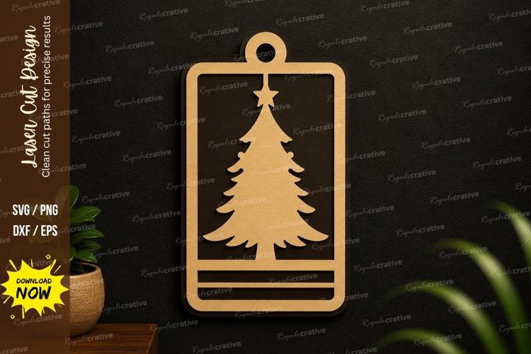 Christmas Tree Tag Laser Cut SVG Design christmas tree svg example image 1