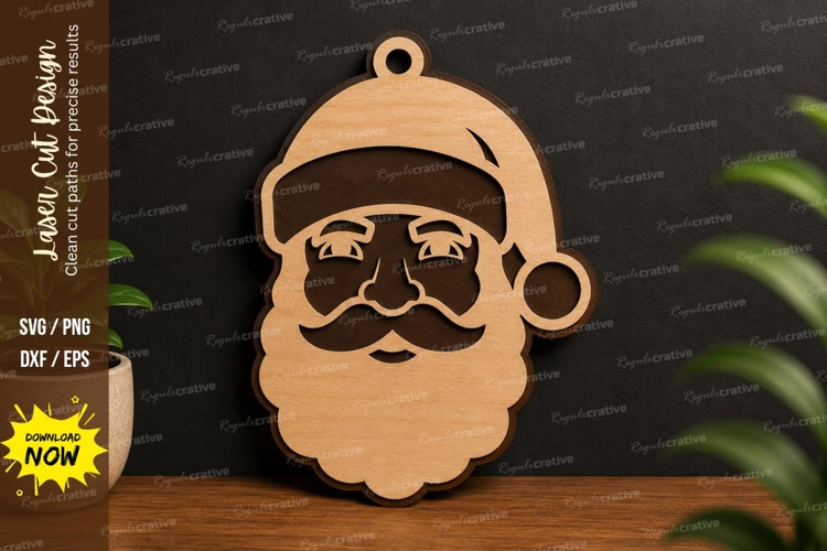 Santa Claus Face Laser Cut SVG Design santa claus svg example image 1
