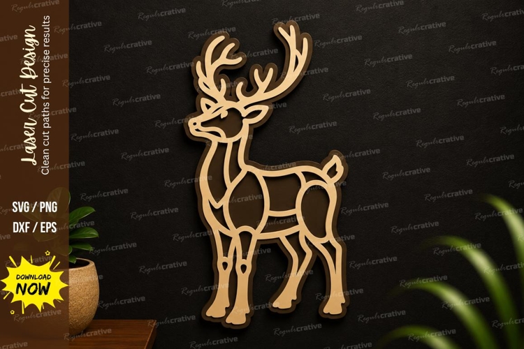 Standing Deer Laser Cut SVG Design standing deer svg example image 1
