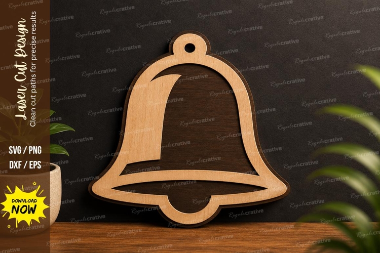 Christmas Bell Ornament Laser Cut SVG Design christmas bell example image 1