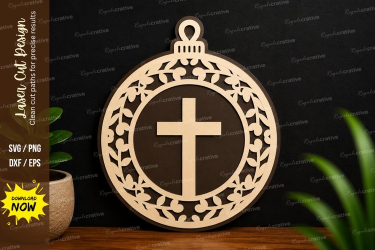 Cross Ornament Frame Laser Cut SVG Design christian cross example image 1